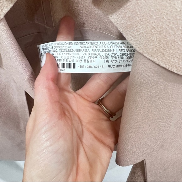 ZARA Blush Pink Faux Leather Jacket Size small - Picture 7 of 12